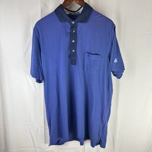 Greyson Blue Navy Tipped Mens Cotton Stretch Golf Polo Size XL Cedar Ridge